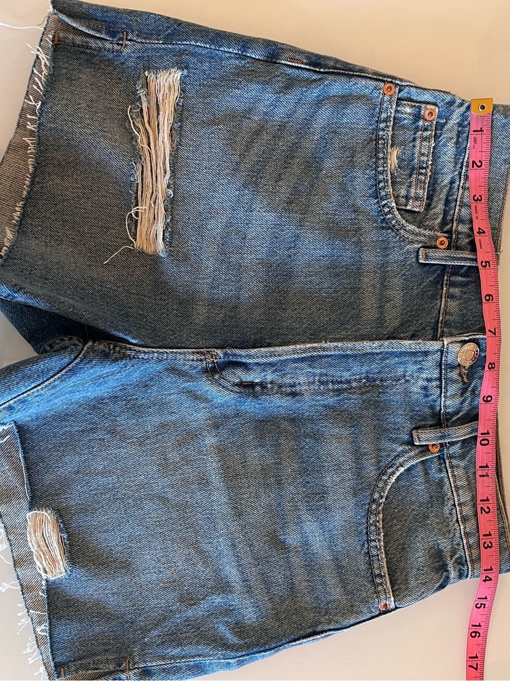 GARAGE DENIM Cut-Off Shorts High Rise Distressed Festival Boho - Picture 3 of 7